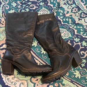 Black Leather Knee-High Boots